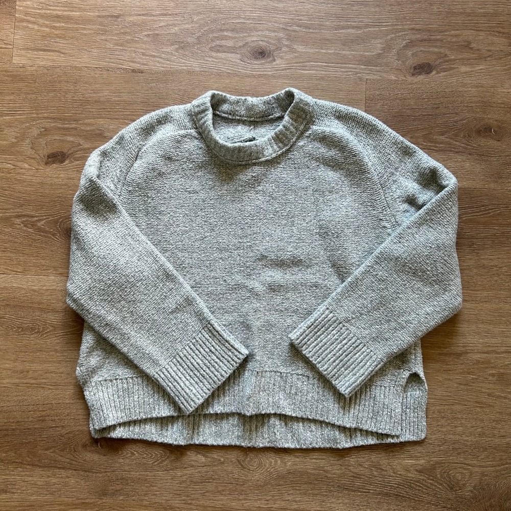 Abercrombie & Fitch Grey Marl Knit Crew Neck Relaxed Split Hem Sweater Womens M